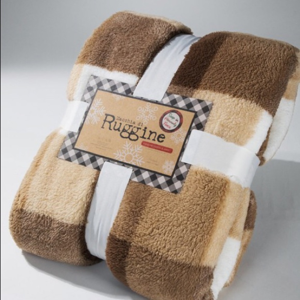 ❤️HP! Camel Plaid Fleece Throw Blanket - Picture 9 of 9